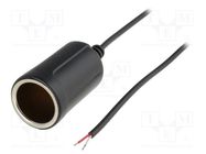 Car lighter socket; lead 2m; 5A; Sup.volt: 7÷12VDC; black SCI