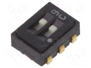 Switch: slide; Pos: 2; SPDT x2; 0.1A/6VDC; ON-ON; SMT; 5.4x2.5x2.5mm Nidec Copal Electronics