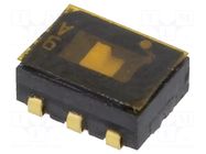 Switch: slide; Pos: 2; DPDT; 0.1A/6VDC; ON-ON; SMT; 5.4x2.5x2.5mm Nidec Copal Electronics