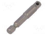 Holder; Overall len: 50mm; Mounting: 1/4" (C6,3mm),1/4" square WIHA