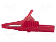 Crocodile clip; 30A; red; Grip capac: max.19mm; Socket size: 4mm MUELLER ELECTRIC