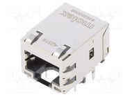 RJ45; socket; MXMag; PIN: 8; shielded,with LED; gold-plated; THT MOLEX