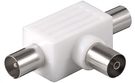 Coaxial T Adapter: Double Coaxial Plug > Coaxial Socket - plastic adapter plug