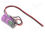 Battery: lithium (LTC); 1/2AA; 3.6V; 900mAh; Ø14.7x25.2mm; cables TADIRAN