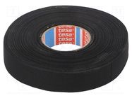 Tape: textile; W: 19mm; L: 25m; Thk: 0.3mm; Automotive; black; 150°C TESA