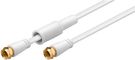 Flat SAT Antenna Cable (80 dB), Double Shielded, Weather Protected, 1.5 m, white - gold-plated, F-plug > F-plug (fully shielded)