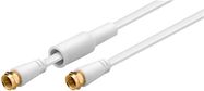 Flat SAT Antenna Cable (80 dB), Double Shielded, Weather Protected, 2.5 m, white - gold-plated, F-plug > F-plug (fully shielded)