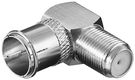 Angle Adapter: F Plug (Quick) > F Socket 90°, copper - copper-zinc adapter plug