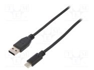 Cable; USB 2.0; USB A plug,USB C plug; nickel plated; 0.5m; black Goobay