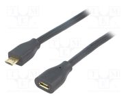 Cable; USB 2.0; USB B micro socket,USB B micro plug; 0.5m; black LOGILINK