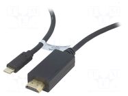 Adapter; HDMI plug,USB C plug; 3m; black; 3D,4K; 32AWG LOGILINK