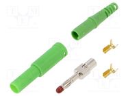 Connector: 4mm banana; plug; 32A; 1kVDC; green; insulated; 2.5mm2 SCHÜTZINGER