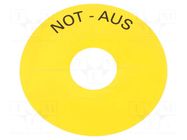 Warning plate; 22mm; 3SU1.5; -25÷70°C; Ømount.hole: 22mm; Ø: 75mm SIEMENS