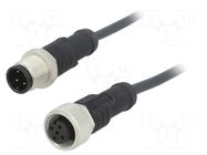 Cable: for sensors/automation; M12; PIN: 4; with metal nut; plug AMPHENOL LTW
