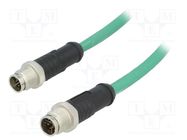 Cable: for sensors/automation; PIN: 8; M12-M12; X code-ProfiNET AMPHENOL LTW