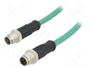 Cable: for sensors/automation; M12; PIN: 8; shielded,straight AMPHENOL LTW