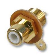 White Chassis Mount Gold Plated Phono (RCA) Female Jack