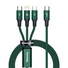 Baseus Rapid Series 3in1 USB-C - USB-C / Lightning / micro USB cable 20W PD 1.5m - green, Baseus
