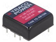 Converter: DC/DC; 15W; Uin: 36÷75VDC; Uout: 3.3VDC; Iout: 4.5A; 1"x1" TRACO POWER