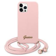 Guess GUHCP12LLSCLMMGLP iPhone 12 Pro Max 6.7&quot; pink/pink hardcase Metal Logo Cord, Guess