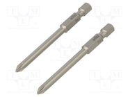 Screwdriver bit; Phillips; PH1; Overall len: 70mm; 2pcs. WIHA