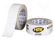 Tape: duct; W: 48mm; L: 25m; Thk: 0.3mm; white; natural rubber; 12% HPX