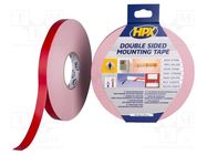 Tape: fixing; W: 19mm; L: 25m; Thk: 1.1mm; double-sided; acrylic HPX