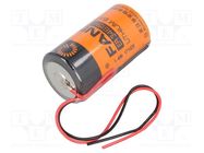 Battery: lithium; D; 3.6V; 13000mAh; Body dim: Ø34.2x61.5mm; cables FANSO