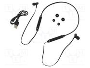 Wireless headphones with microphone; black; USB,USB micro; 10m QOLTEC
