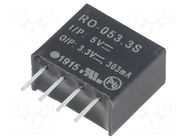 Converter: DC/DC; 1W; Uin: 4.5÷5.5VDC; Uout: 3.3VDC; Iout: 303mA RECOM