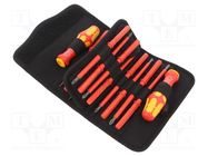 Kit: screwdrivers; insulated; 1kVAC; 6.35mm,8.1mm; case; 16pcs. WERA