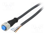 Connection lead; M12; PIN: 5; straight; 5m; plug; 125VAC; 4A; Y; IP67 SICK