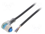 Cable: for sensors/automation; M12; PIN: 4; angled; 2m; plug; 4A; Y SICK