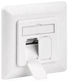 CAT 6A Wall Plate Flush Mounting, white - 2x RJ45 connections, shielded, termination strip for tool-free IDC mounting