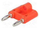 Stackable safety shunt; 4mm banana; banana 4mm plug x2; 15A; red MUELLER ELECTRIC
