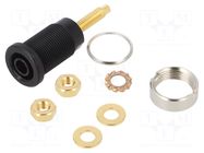 Connector: 4mm banana; socket; 32A; 1kV; black; gold-plated; 40mm SCHÜTZINGER