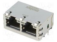 RJ45; socket; MXMag; PIN: 8; shielded,double,with LED; gold-plated MOLEX