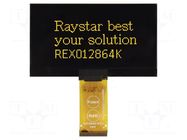 Display: OLED; graphical; 2.7"; 128x64; Dim: 73x41.86x2.15mm RAYSTAR OPTRONICS