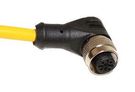 M12 CORDSET, 3-POSITION FEMALE RIGHT ANGLE TO OPEN END, 22 AWG, 6M 68AK2073