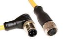 M12 CORDSET, 4-POS MALE RIGHT ANGLE-FEMALE STRAIGHT, 22 AWG, 1M 68AK2088