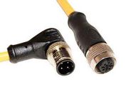 M12 CORDSET, 4-POS MALE RIGHT ANGLE-FEMALE STRAIGHT, 22 AWG, .5M 68AK2083