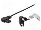 Cable; CEE 7/16 (C) plug angled,IEC C7 female angled; 0.75m LOGILINK