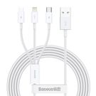 Baseus Superior 3in1 USB Cable - Lightning / USB Type C / Micro USB 3.5 A 1.5 m White (CAMLTYS-02), Baseus