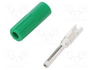 Plug; 4mm banana; 10A; 50VDC; green; non-insulated; for cable DELTRON
