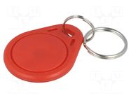 RFID pendant; plastic; red; 13.56MHz; ISO: ISO 14443A SYSTEM 7 SECURITY