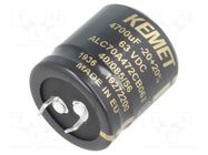 Capacitor: electrolytic; SNAP-IN; 4.7mF; 63VDC; Ø30x30mm; ±20% KEMET