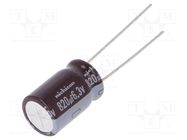 Capacitor: electrolytic; low ESR; THT; 820uF; 6.3VDC; Ø10x16mm NICHICON