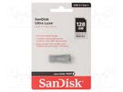 Pendrive; USB 3.2; 128GB; R: 150MB/s; ULTRA LUXE; silver; USB A SANDISK