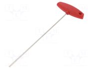 Wrench; hex key; HEX 2.5mm; Overall len: 226mm; Kind of handle: T WIHA