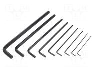 Wrench-set; hex key; Chrom-vanadium steel; Plating: black finish WIHA